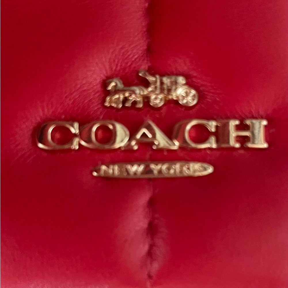 Coach Cherry Red Leather Quilted Crossbody Bag - Picture 6 of 7